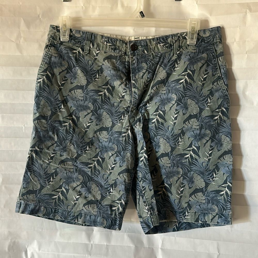 Dockers Men’s Floral Pattern Shorts Blue/Green Flat Front Casual